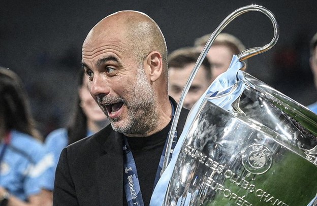 Triumph with the Trophy. Manchester City’s First UCL Trophy